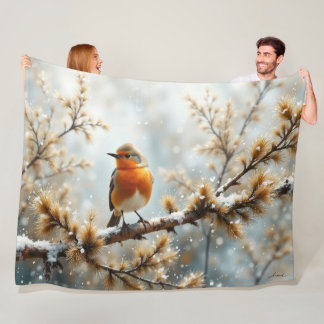 Couverture Polaire Rouge-gorge dans la neige