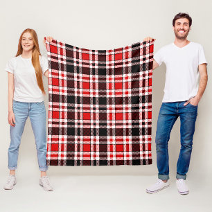Couverture Polaire Rouge Noir Blanc Flannel Tartan Design Motif