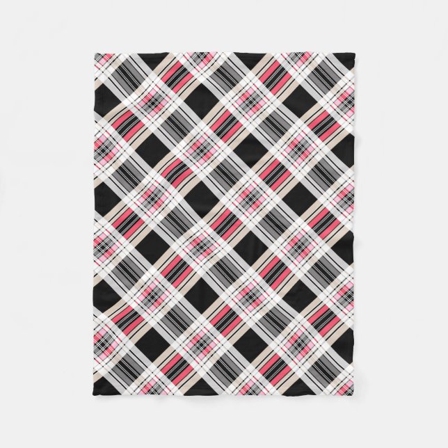 Couverture Polaire Rouge noir blanc plaid (Devant)