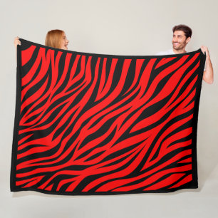 Couverture Polaire Rouge noir zèbre rayures Imprimer blanc polaire