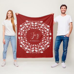 Couverture Polaire Rouge personnalisé par blanc de joie de houx de