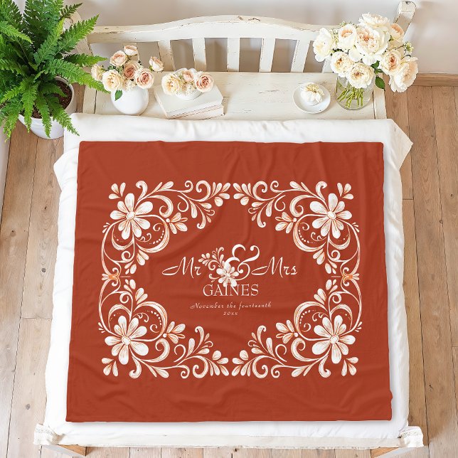 Couverture Polaire Rouge Romantique Rustique Shabby Chic Monsieur & M (Créateur téléchargé)