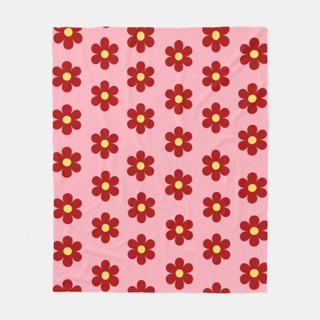 Couverture Polaire Rouge rose Tropical Floral Botanique Printemps été (Devant)