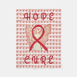 Couverture Polaire Rouge Sensibilisation Ruban Sang Cancer Chimo Blan