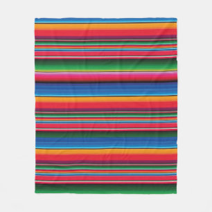 Couverture Polaire Rouge Serape Saltillo traditionnelle mexicaine cou