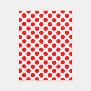 Couverture Polaire Rouge sur blanc grand format Pois
