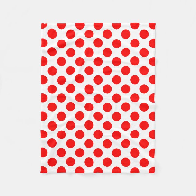 Couverture Polaire Rouge sur blanc grand format Pois (Devant)