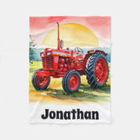 Rouge Tractor Farm Boy Blanket Personnalisé