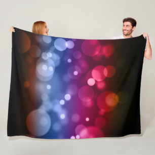 Couverture Polaire Rouge, violet, bleu et Motif Bokeh Brown