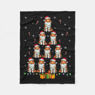 Couverture Polaire Rough Collie Chien Santa Chapeau Noël Lumières Noë