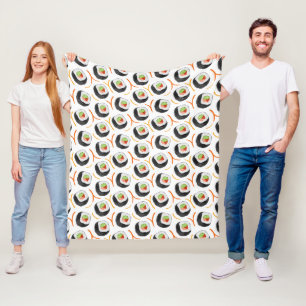 Couverture Polaire rouleaux de sushi kawaii, motif sushi