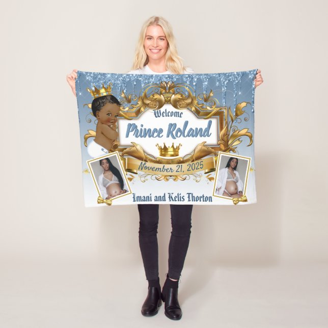 Couverture Polaire Royal African Prince Blue & Gold Elegance Photo (En situation)