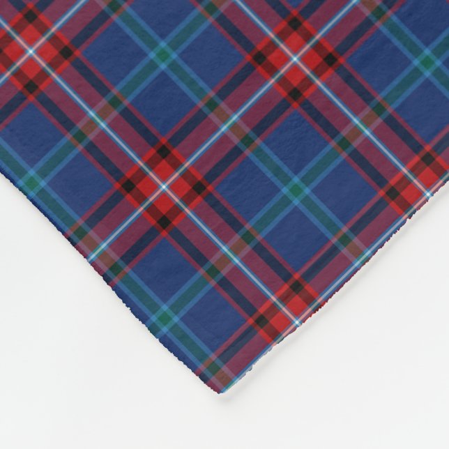 Couverture Polaire Royal Blue et Red Plaid Glenn Tartan (Coin)