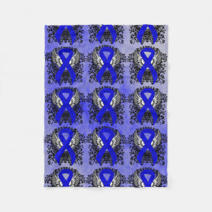 Couverture Polaire Ruban de sensibilisation bleu avec ailes