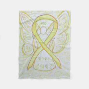 Couverture Polaire Ruban de sensibilisation jaune Ange Bone Cancer Bl