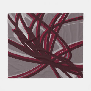 Couverture Polaire Rubans Abstraits de Bourgogne et gris