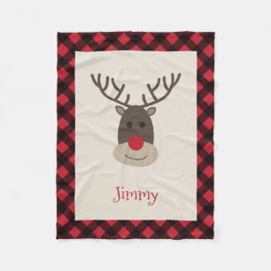 Couverture Polaire Rudolph Reindeer Blanche polaire personnalisée