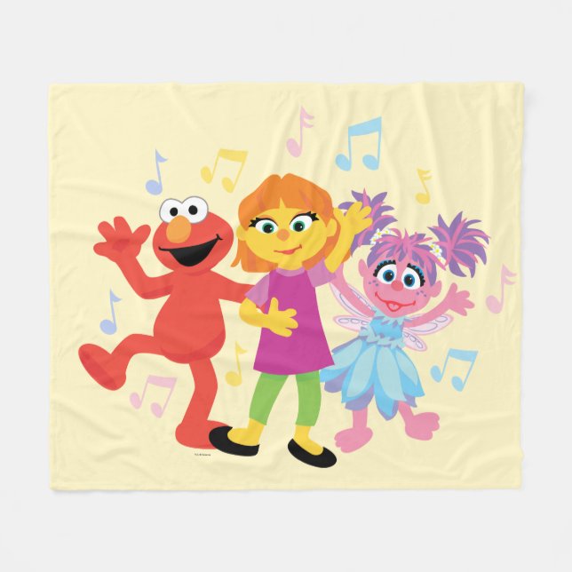 Couverture Polaire Rue Sésame | Julia, Elmo & Abby Dancing (Devant (Horizontal))