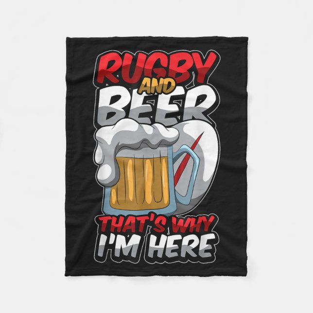 Couverture Polaire Rugby Et Bière C'Est Pourquoi Je Suis Ici Drôle Co (Devant)
