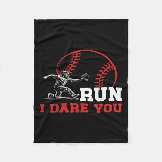 Couverture Polaire Run I Dare You Funny Baseball Catcher Baseball Pla (Devant)