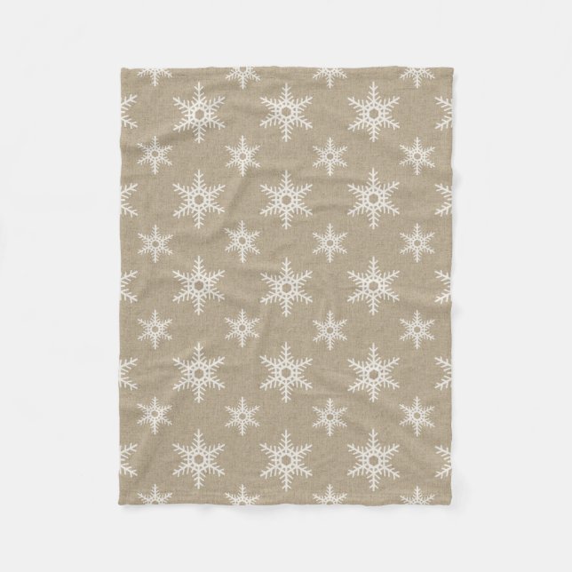 Couverture Polaire Russe Blanc Faux Burlap Snowflake Motif (Devant)