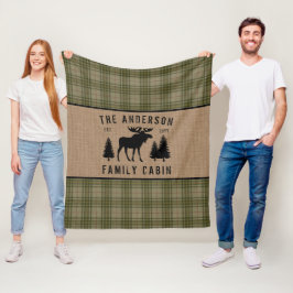 Couverture Polaire Russe Cabine de famille Moose Pine Green Plaid Bur