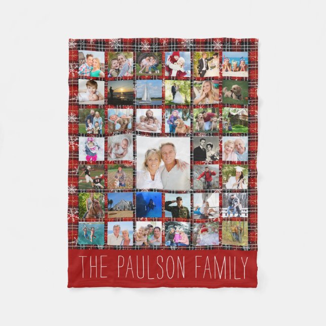 Couverture Polaire Russe Hiver Rouge Noir Plaid Nom du flocon de neig (Devant)