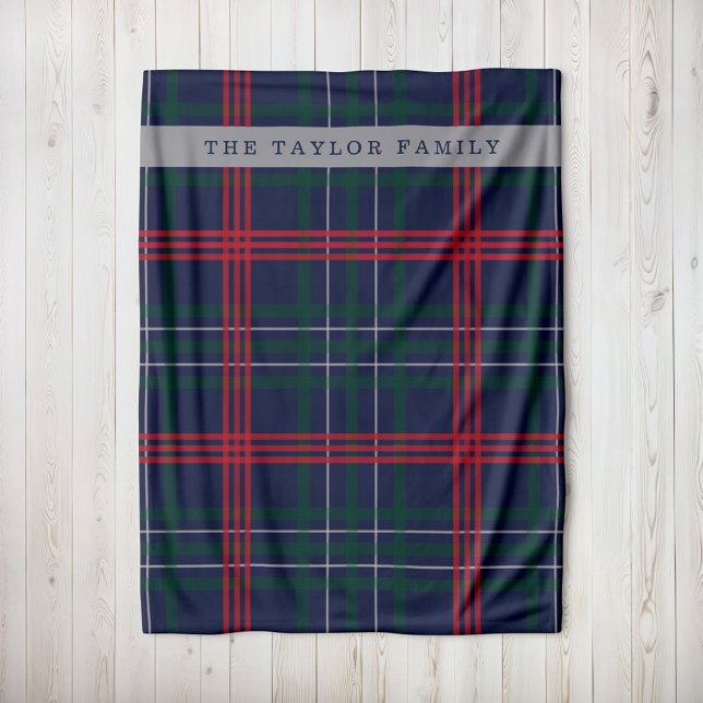 Couverture Polaire Russe Marine Rouge Vert Tartan Plaid Personnalisé (Créateur téléchargé)