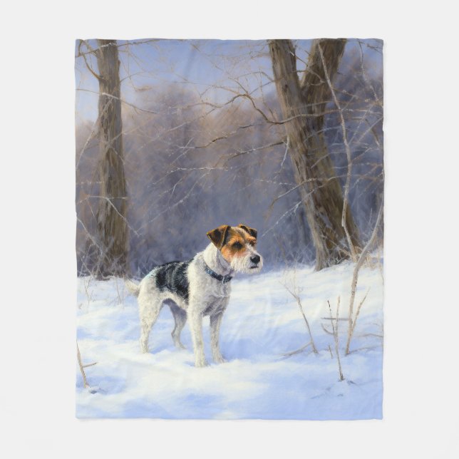 Couverture Polaire Russell Terrier Laisser neiger Noël (Devant)