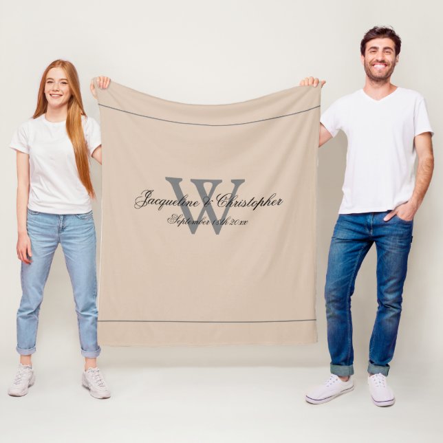 Couverture Polaire Rustic Blush Nouveau marié & Cadeau Mariage Monogr (En situation)