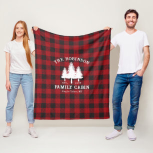 Couverture Polaire Rustic Country Family Cabine Tree Red Buffalo Plai