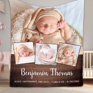 Couverture Polaire Rustic Country Nouveau bébé Photo personnalisée Co