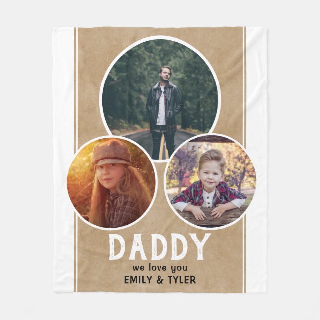 Couverture Polaire Rustic Daddy nous vous aimons 3 Photo Fête du Père (Devant)