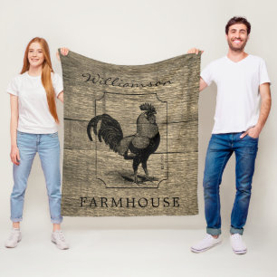 Couverture Polaire Rustic Farmhouse Rooster Grange Bois Nom de famill