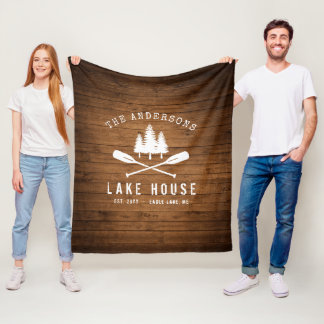 Couverture Polaire Rustic Lake House Bateau Oars Arbres Plaque en boi