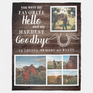 Couverture Polaire Rustic Pet Horse Personnalisé Photo Memorial