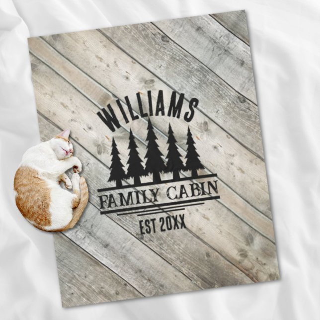 Couverture Polaire Rustic Wood Personnalisé Famille Cabine Nom Est (Rustic Wood Personalized Family Cabin Name Est Fleece Blanket)