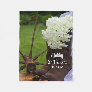 Couverture Polaire Rustique Hydrangea et Bottes de cowboy Mariage occ