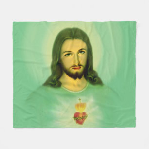 Couverture Polaire Sacré Coeur de Jésus Fleece Blanket,