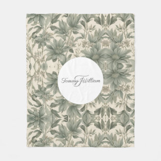 Couverture Polaire Sage Green Floral Élégant