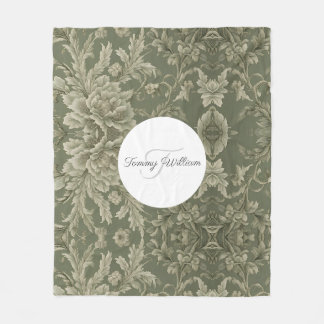 Couverture Polaire Sage Green Floral Élégant