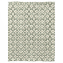 Sage Green & Ivory Damask Pattern Fleece Blanket