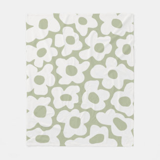 Couverture Polaire Sage Green Retro Super Baby Flowers Motif