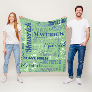 Couverture Polaire Sage moderne Vert Long nom Motif répétitif
