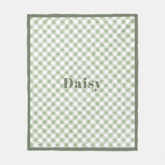 Couverture Polaire Sage naturel rustique En vichy Plaid (Devant)