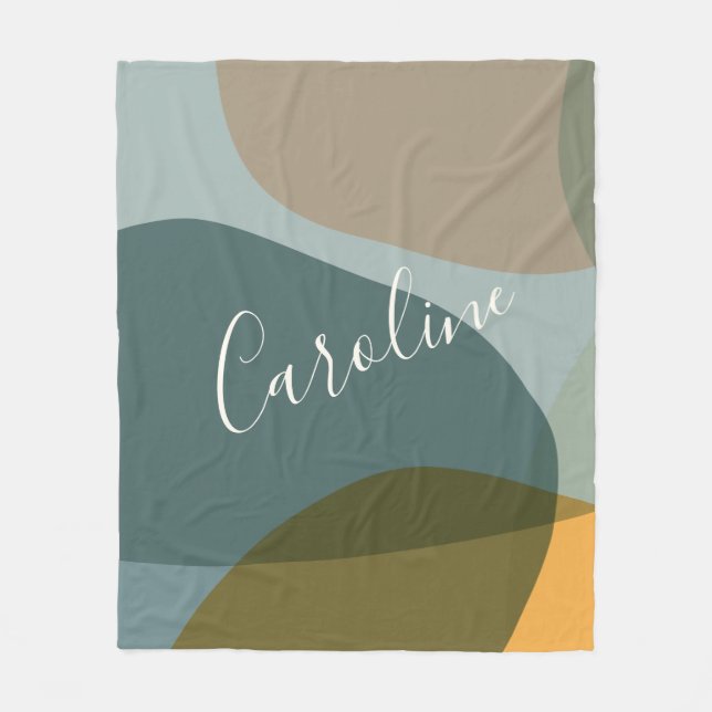 Couverture Polaire Sage turquoise Tones de Terre Nom Abstrait personn (Devant)