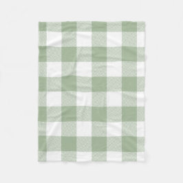 Couverture Polaire Sage vert et blanc En vichy Plaid