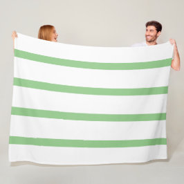 Couverture Polaire Sage vert et blanc minimes rayures Bureau