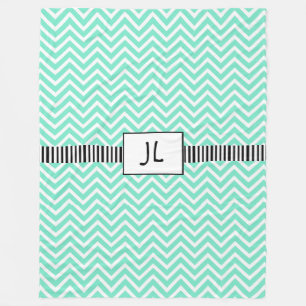 Couverture Polaire Sage Vert noir rayé Monogramme polaire Blanke
