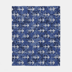 Couverture Polaire Sagittarius Zodiac Sign on Navy Camouflage numériq